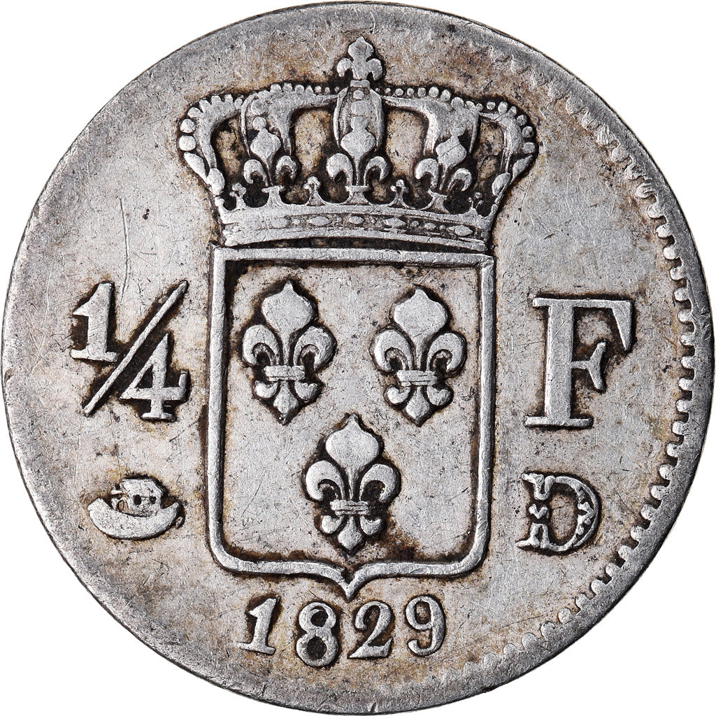 Coin, France, Charles X, 1/4 Franc, 1829, Lyon, EF(40-45), Silver, KM:722.4