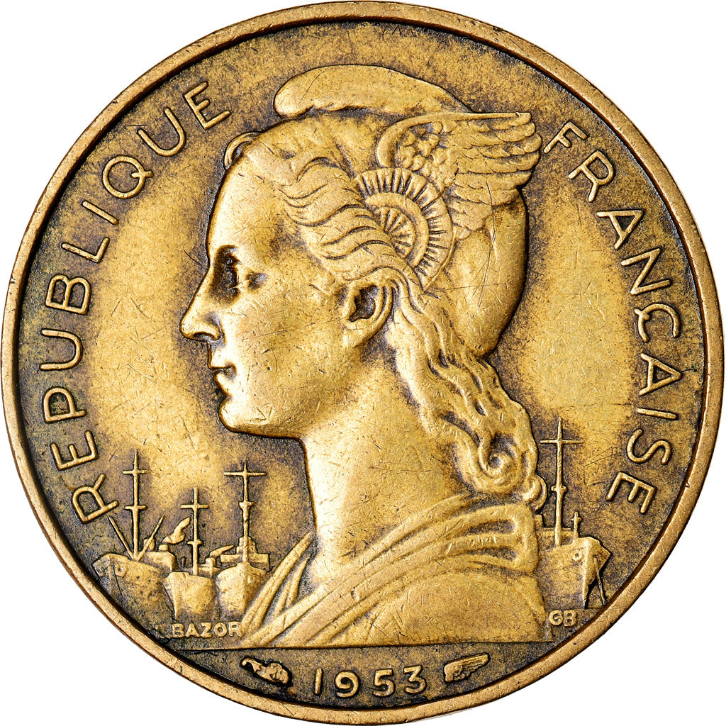 Monnaie, Madagascar, 20 Francs, 1953, Paris, TTB+, Aluminum-Bronze, KM:7