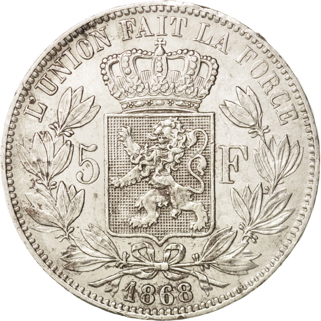 Belgium, Leopold II, 5 Francs, 5 Frank, 1868, EF(40-45), Silver, KM:24