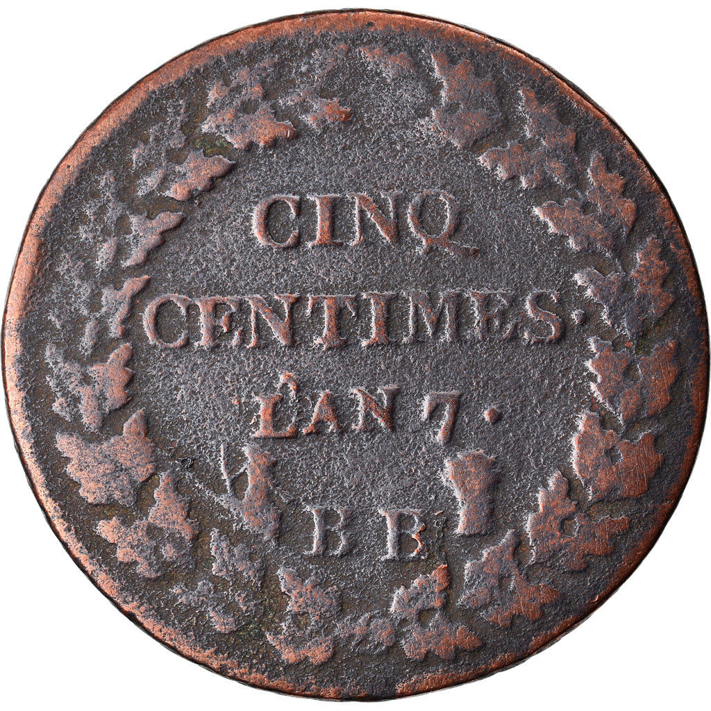 Coin, France, Dupré, 5 Centimes, AN 7, Strasbourg, VF(20-25), Bronze