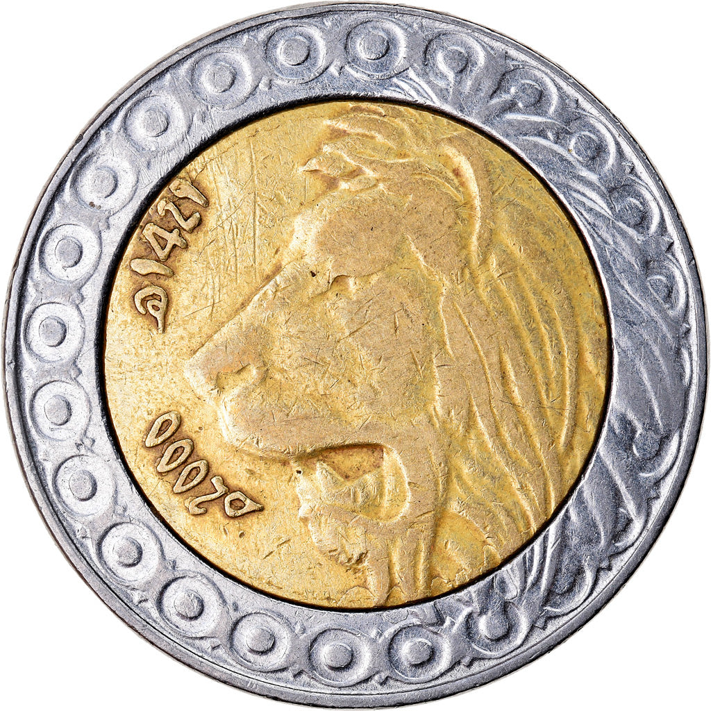 Coin, Algeria, 20 Dinars, 2000/AH1421, Algiers, EF(40-45), Bi-Metallic, KM:125
