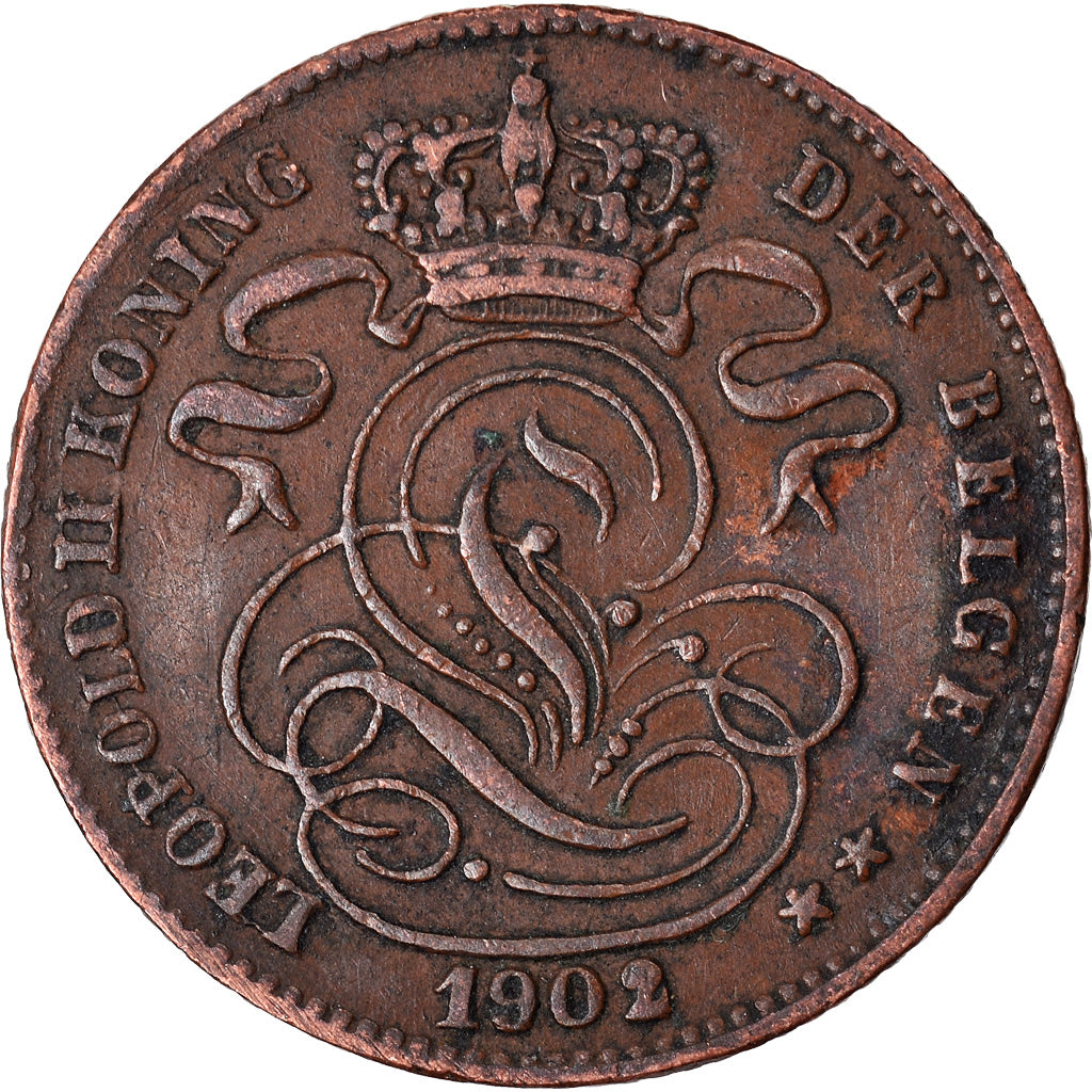 Münze, Belgien, Leopold II, Centime, 1902, SS+, Kupfer, KM:34.1