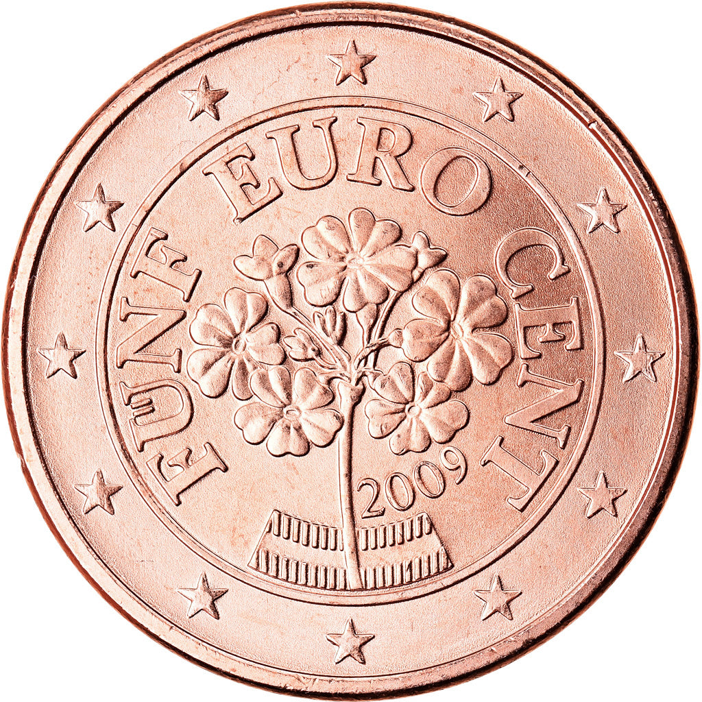 Austria, 5 Euro Cent, 2009, SPL, Acciaio placcato rame, KM:3084