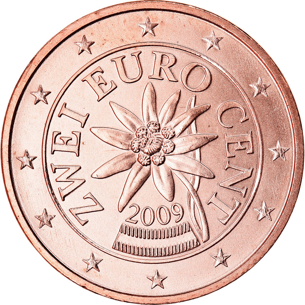 Austria, 2 Euro Cent, 2009, Vienna, MS(63), Miedź platerowana stalą, KM:3083