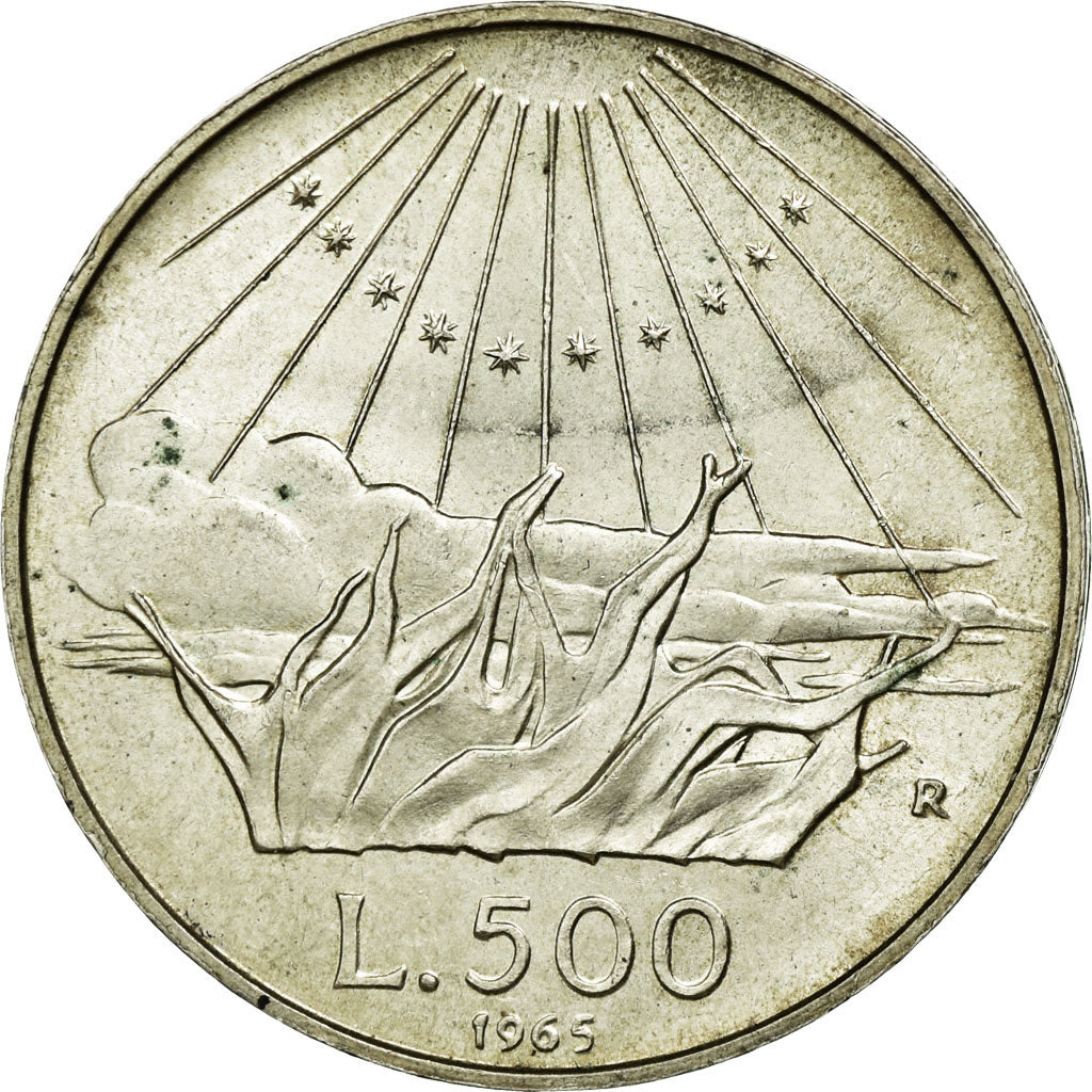 Coin, Italy, 500 Lire, 1965, Rome, AU(55-58), Silver, KM:100