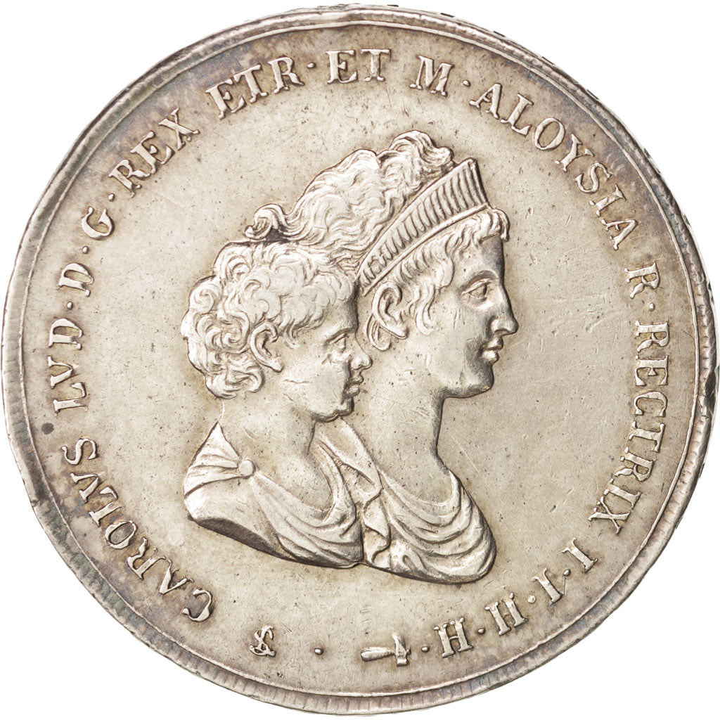 Coin, ITALIAN STATES, TUSCANY, Charles Louis, 10 Lire, 1807, AU(55-58), Silver