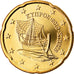 Chipre, 20 Euro Cent, 2010, MS(63), Latão, KM:82