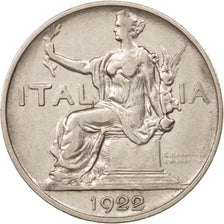 Coin, Italy, Vittorio Emanuele III, Lira, 1922, Rome, AU(50-53), Nickel, KM:62