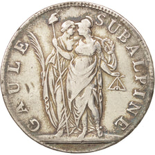 ITALIAN STATES, PIEDMONT REPUBLIC, 5 Francs, 1801, EF(40-45), Silver, KM:4