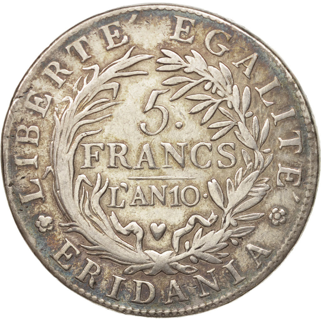 États italiens, PIEDMONT REPUBLIC, 5 Francs, 1801, TTB, Argent, KM:4