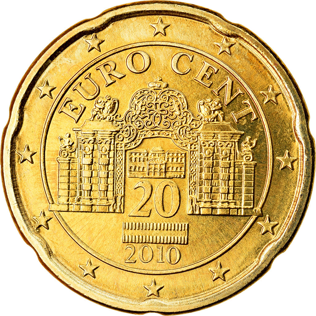 Autriche, 20 Euro Cent, 2010, SPL, Laiton, KM:3140