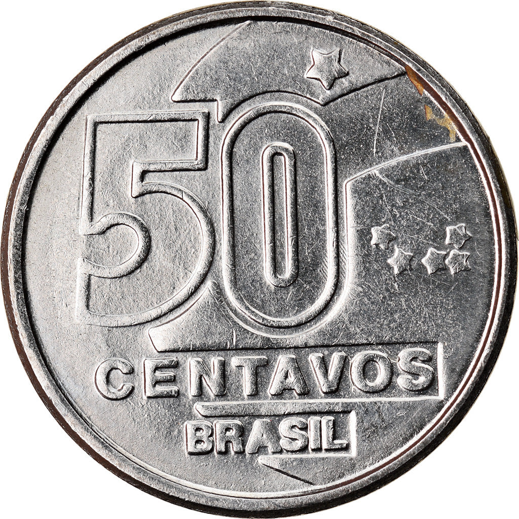 Munten, Brazilië, 50 Centavos, 1989, ZF+, Stainless Steel, KM:614
