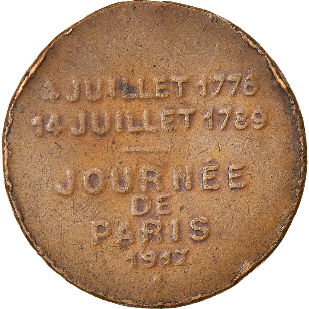 France, Medal, Journée de Paris, 1917, Washington and Lafayette, History, 1917
