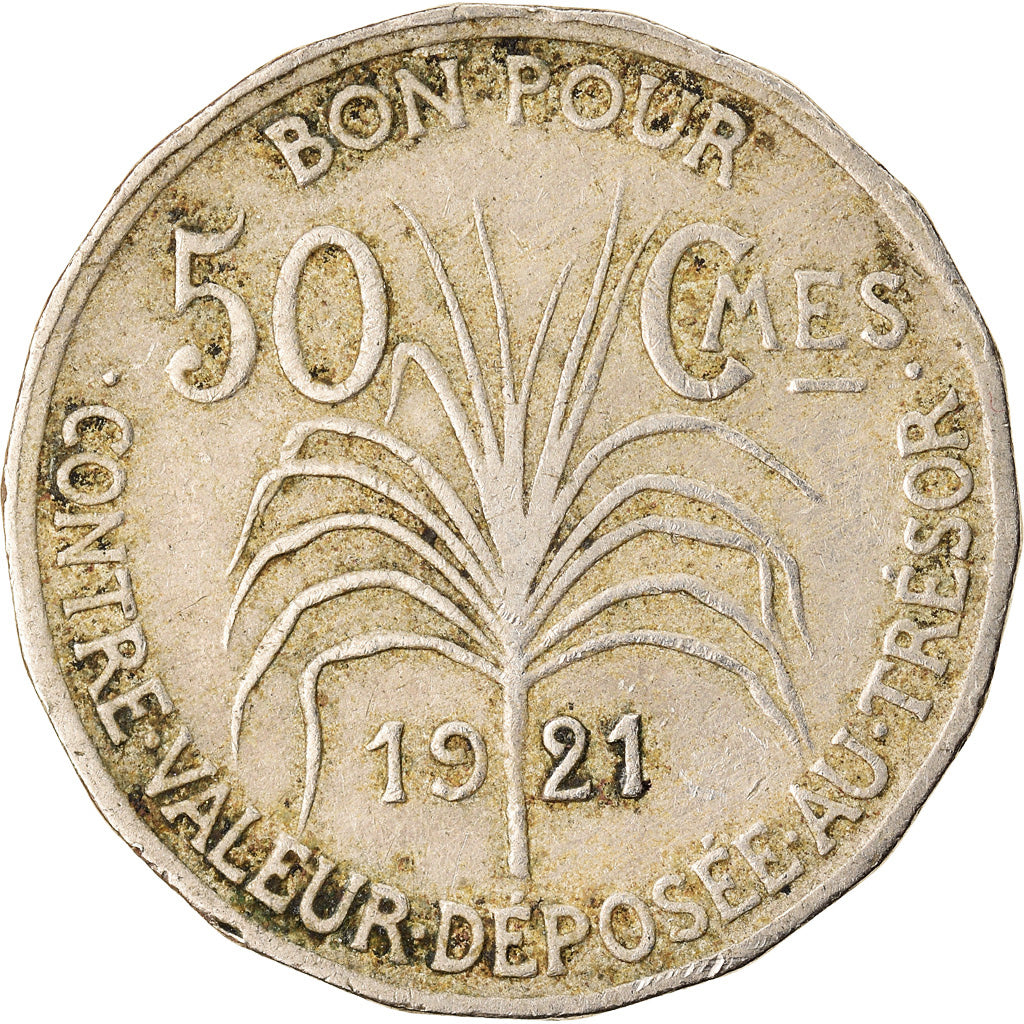 Coin, Guadeloupe, 50 Centimes, 1921, VF(30-35), Copper-nickel, KM:45