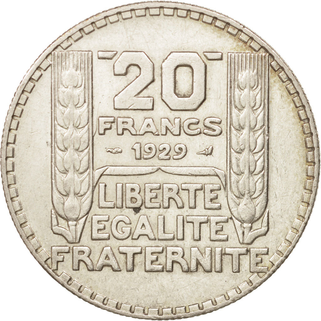 France, Turin, 20 Francs, 1929, Paris, AU(50-53), Silver, KM:879, Gadoury:852