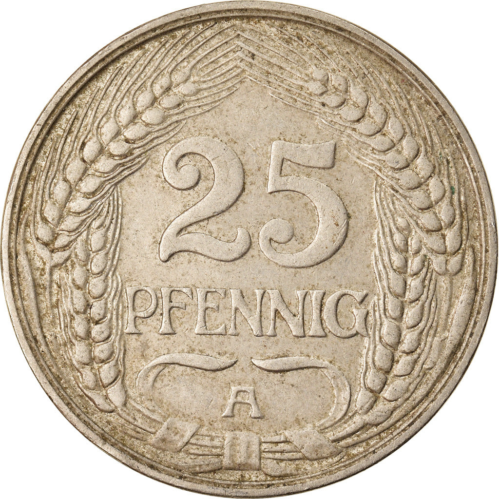 Moneta, GERMANIA - IMPERO, Wilhelm II, 25 Pfennig, 1911, Berlin, BB, Nichel