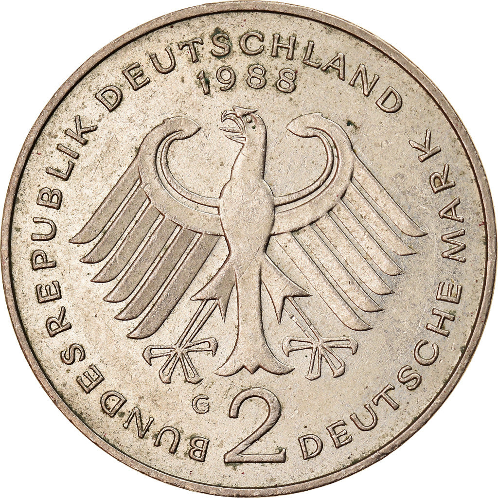 Coin, GERMANY - FEDERAL REPUBLIC, 2 Mark, 1988, Karlsruhe, EF(40-45)