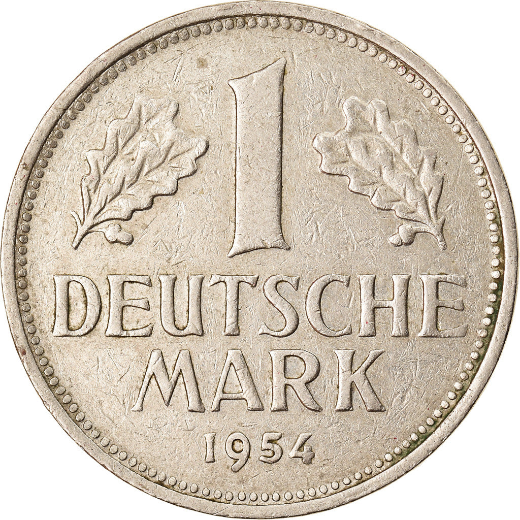Coin, GERMANY - FEDERAL REPUBLIC, Mark, 1954, Karlsruhe, EF(40-45)