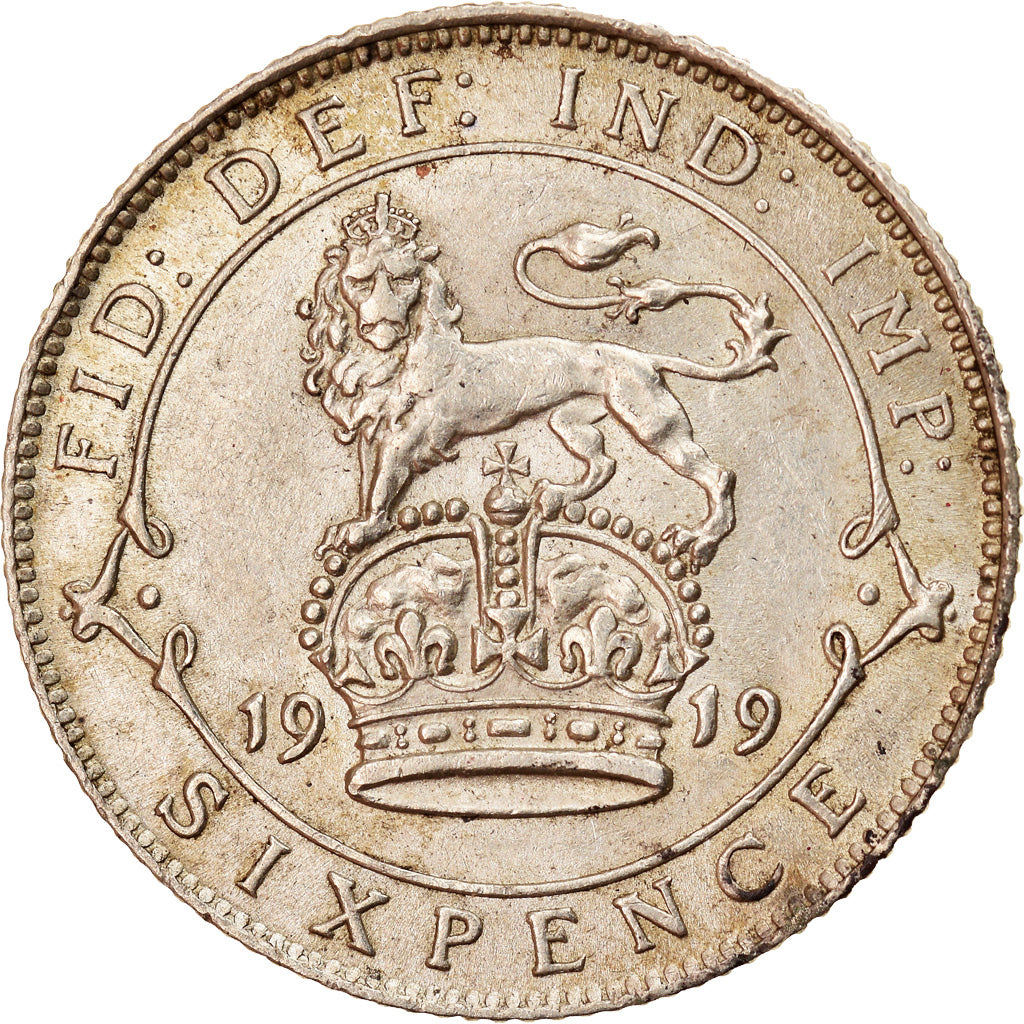 Coin, Great Britain, George V, 6 Pence, 1919, AU(50-53), Silver, KM:815