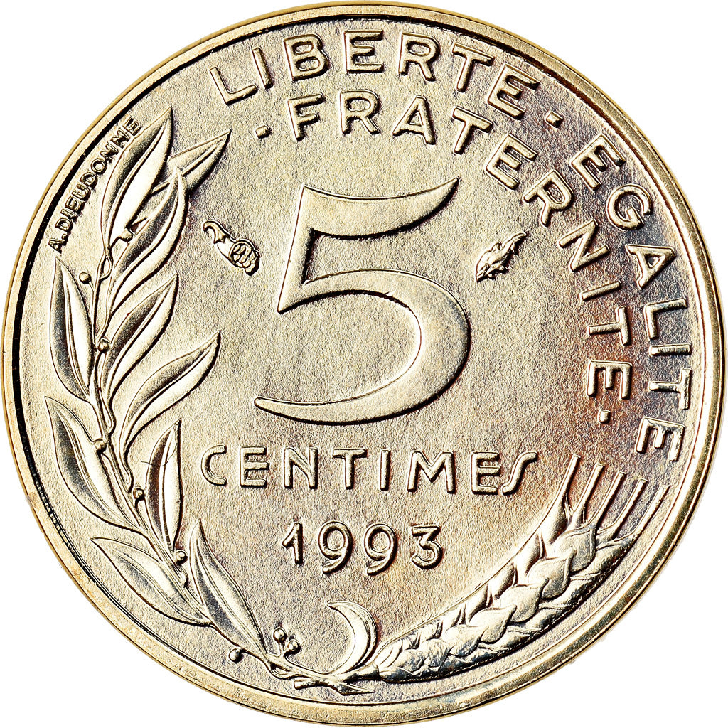 Coin, France, Marianne, 5 Centimes, 1993, Paris, Medal alignment, MS(65-70)