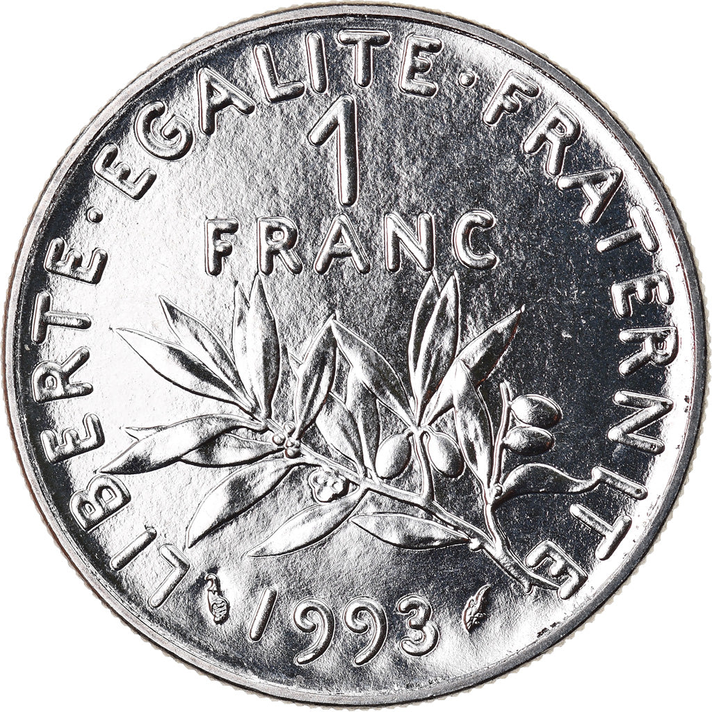 Coin, France, Semeuse, Franc, 1993, Paris, Medal alignment, MS(65-70), Nickel