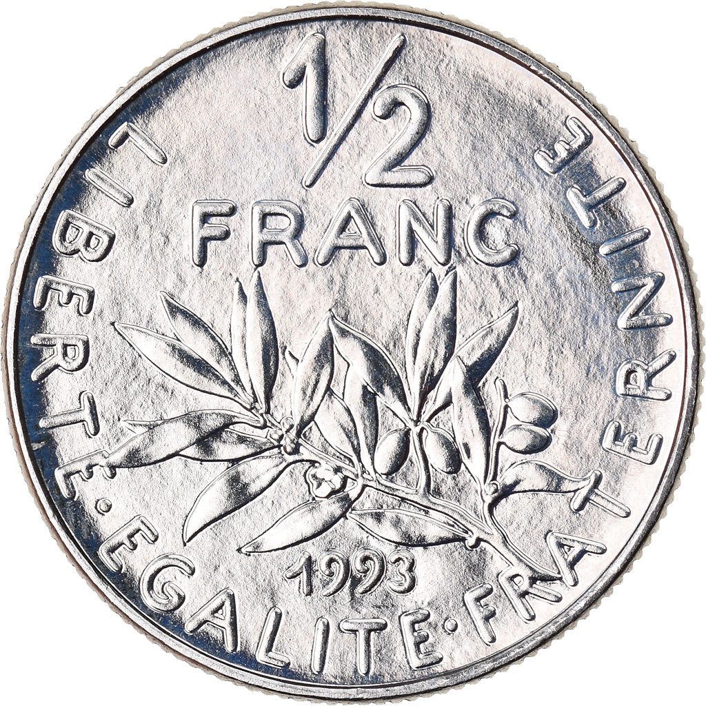 Coin, France, Semeuse, 1/2 Franc, 1993, Paris, Medal alignment, MS(65-70)