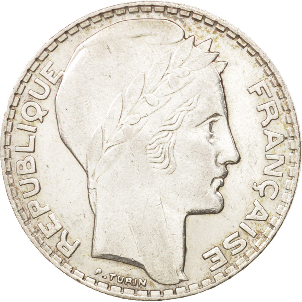 France, Turin, 10 Francs, 1939, Paris, AU(50-53), Silver, KM:878, Gadoury:801