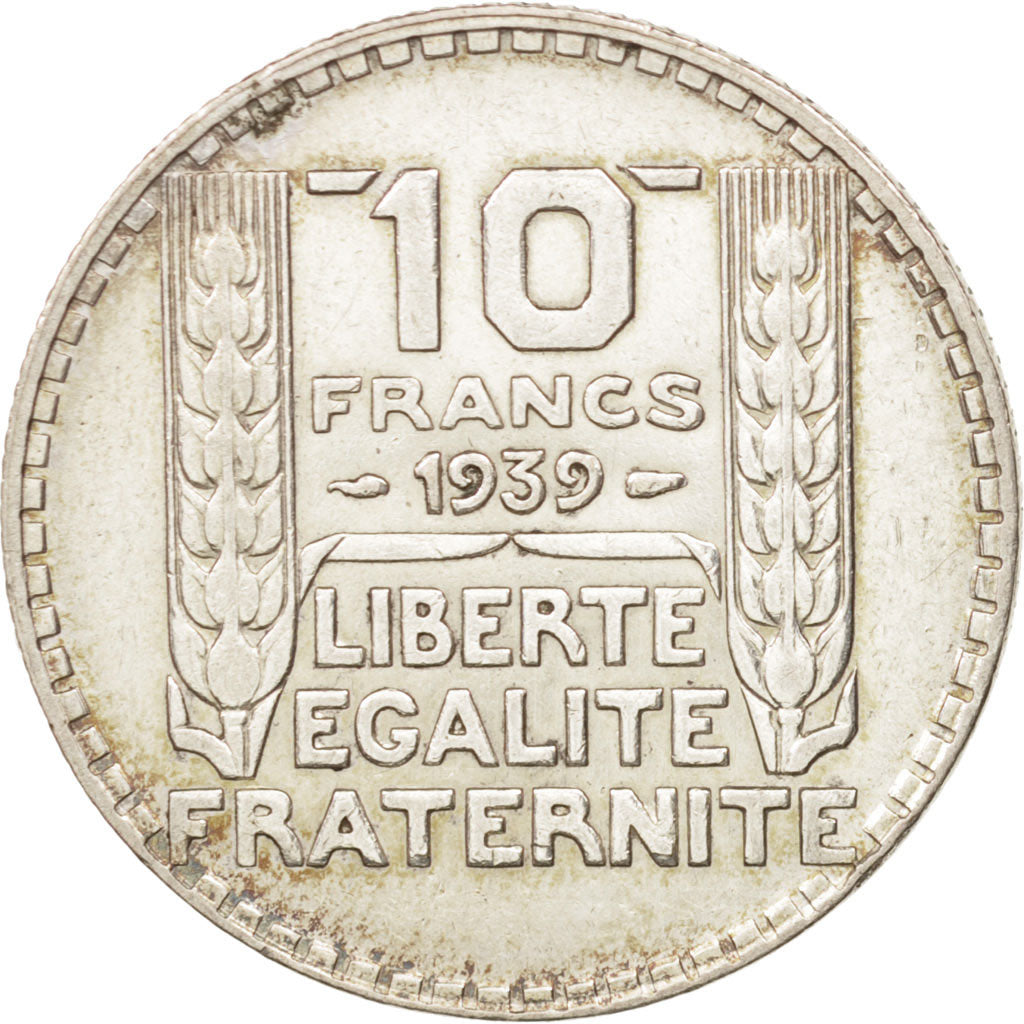 France, Turin, 10 Francs, 1939, Paris, AU(50-53), Silver, KM:878, Gadoury:801