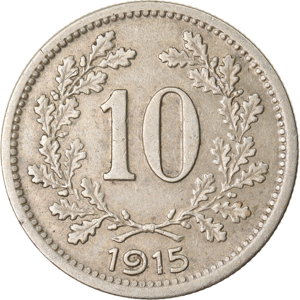 Moneda, Austria, Franz Joseph I, 10 Heller, 1915, MBC, Cobre - níquel - cinc