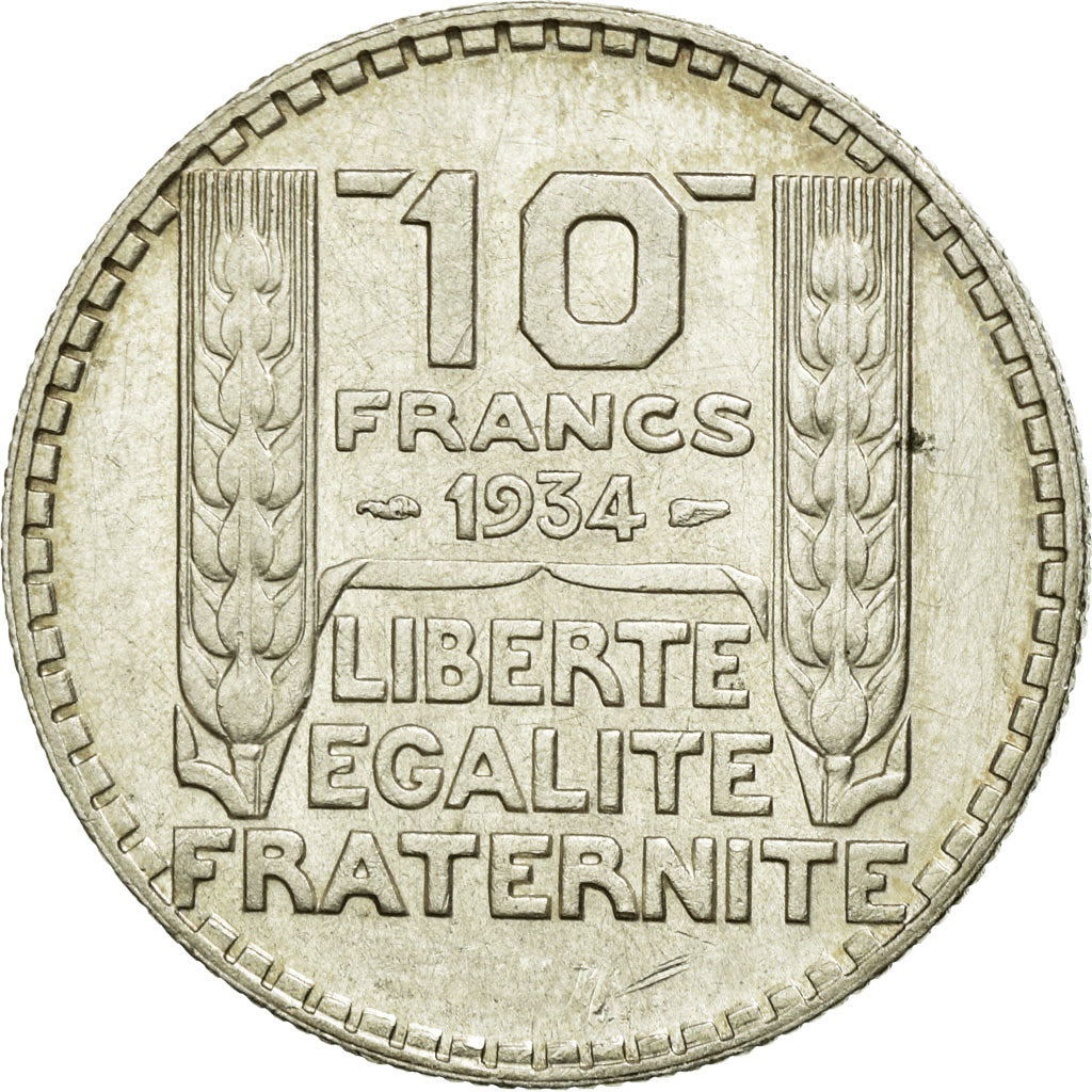 Munten, Frankrijk, Turin, 10 Francs, 1934, Paris, ZF+, Zilver, KM:878