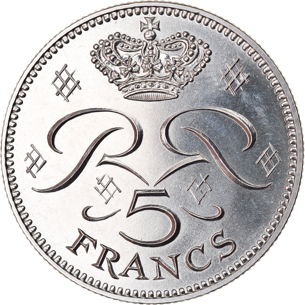Coin, Monaco, Rainier III, 5 Francs, 1975, MS(63), Copper-nickel, KM:150