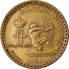 Coin, Monaco, Louis II, 2 Francs, 1924, Poissy, EF(40-45), Aluminum-Bronze