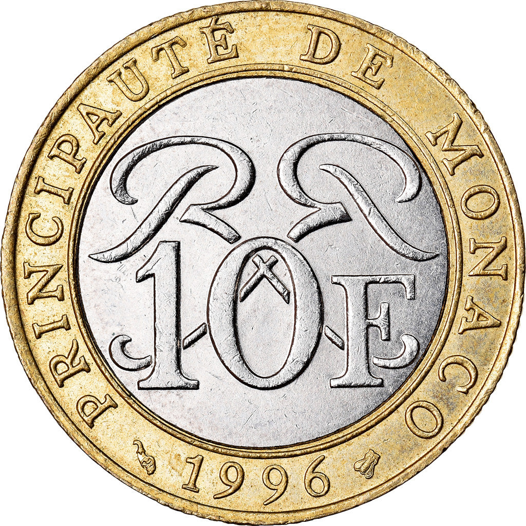 Moneta, Monaco, Rainier III, 10 Francs, 1996, BB, Bi-metallico, KM:163