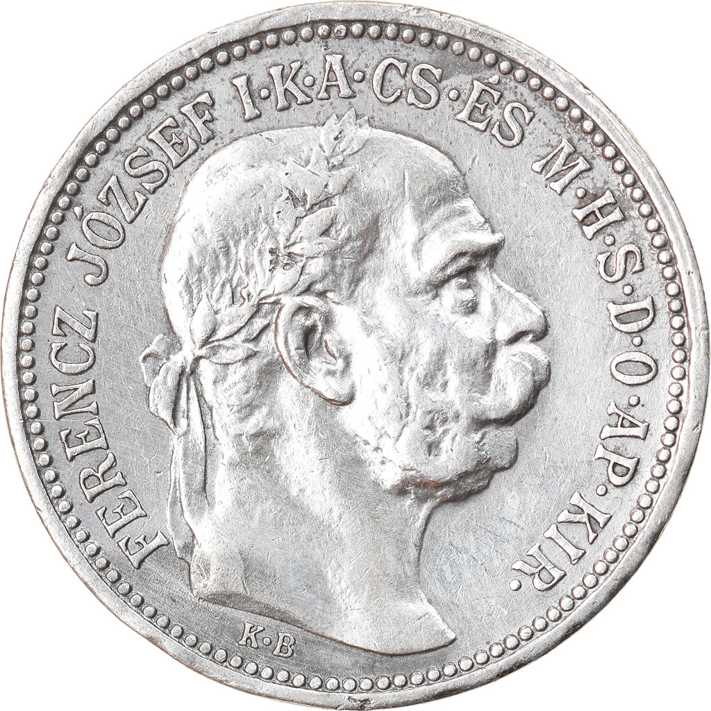 Moneta, Ungheria, Franz Joseph I, Korona, 1915, Kremnitz, BB+, Argento, KM:492