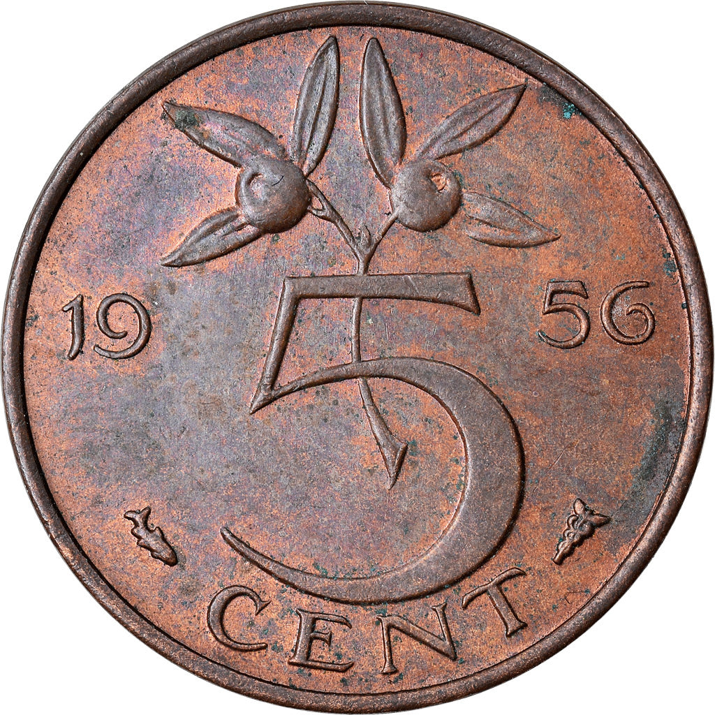 Coin, Netherlands, 5 Cents, 1956, EF(40-45), Bronze