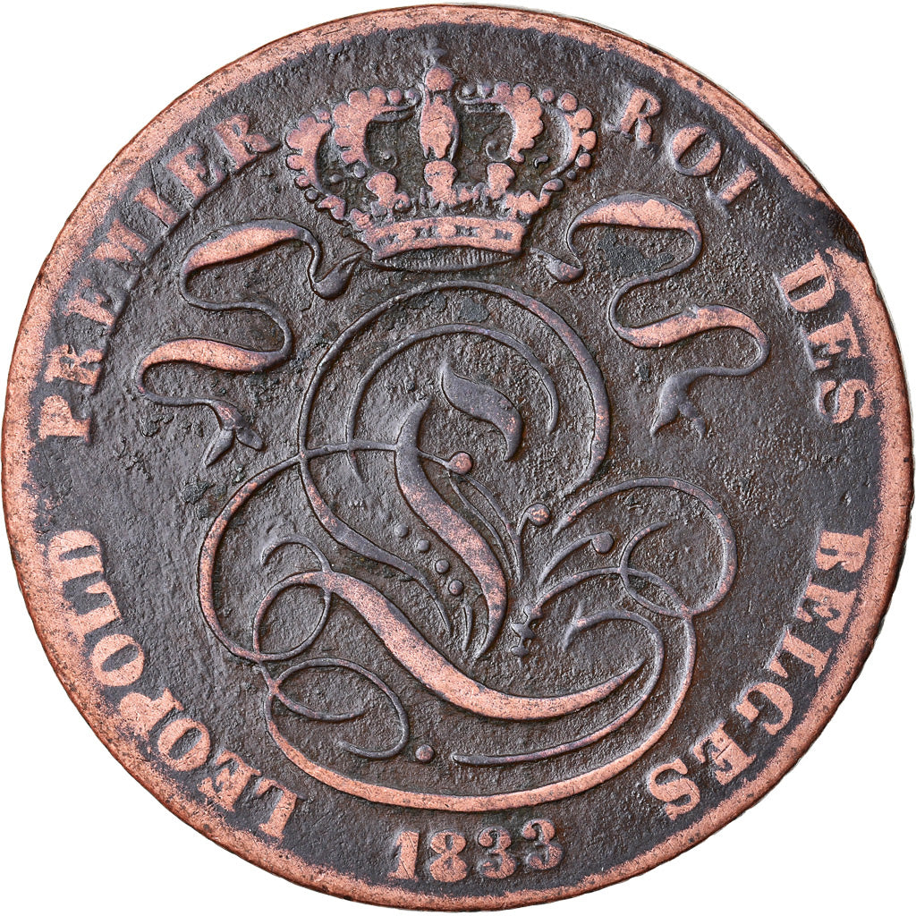 Coin, Belgium, Leopold I, 5 Centimes, 1833, VF(20-25), Copper, KM:5.2