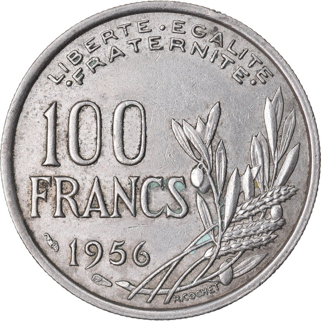 Moneta, Francia, Cochet, 100 Francs, 1956, Paris, BB, Rame-nichel, KM:919.1