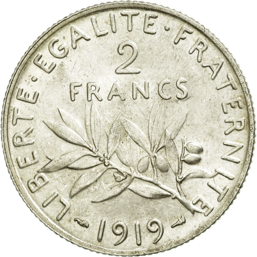 Coin, France, Semeuse, 2 Francs, 1919, Paris, MS(60-62), Silver, KM:845.1