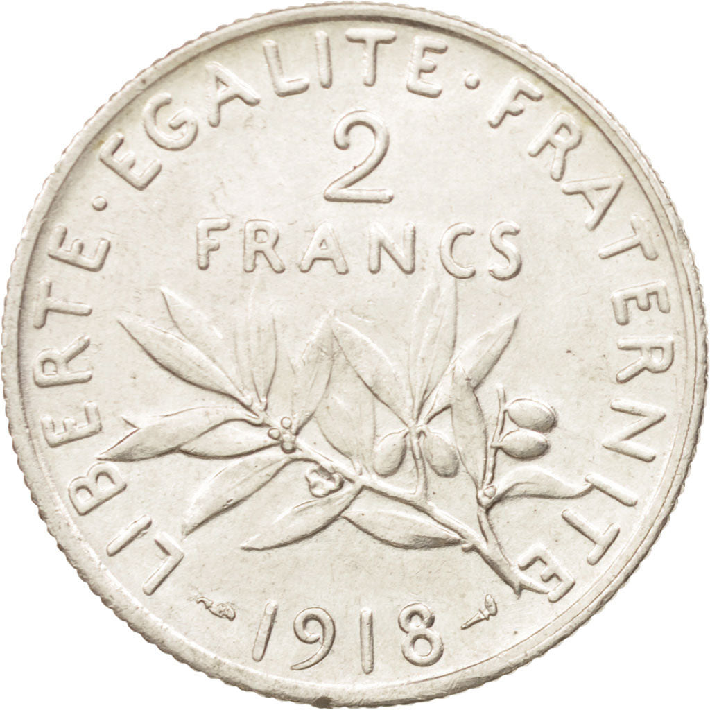 Frankreich, Semeuse, 2 Francs, 1918, Paris,AU(55-58),Silber,KM:845.1,Gadoury 532