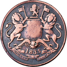 Moeda, ÍNDIA - BRITÂNICA, 1/2 Anna, 1835, Bombay, VF(20-25), Cobre, KM:447.1
