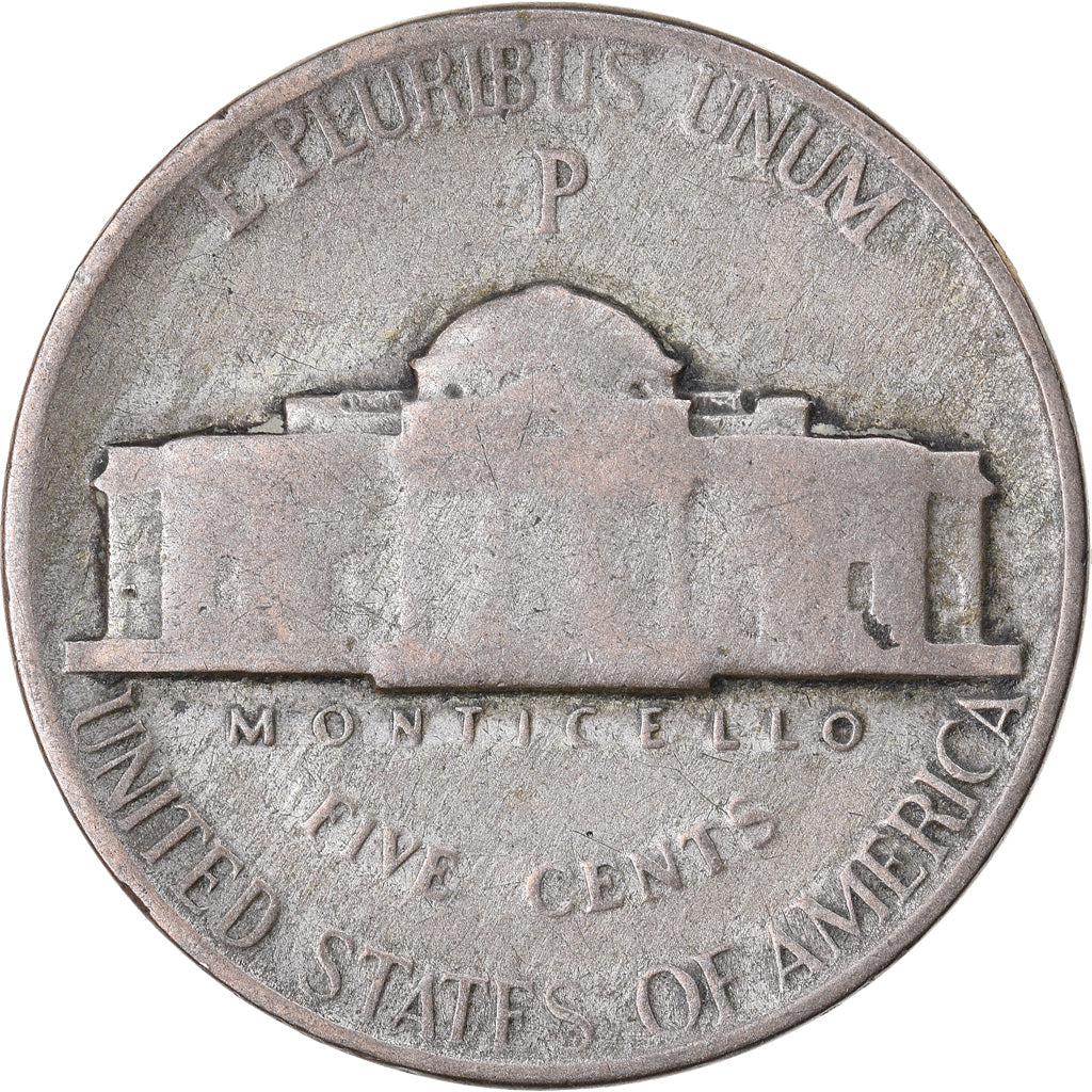 Moeda, Estados Unidos da América, Jefferson Nickel, 5 Cents, 1944, U.S. Mint