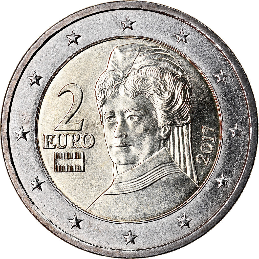 Áustria, 2 Euro, 2017, MS(63), Bimetálico