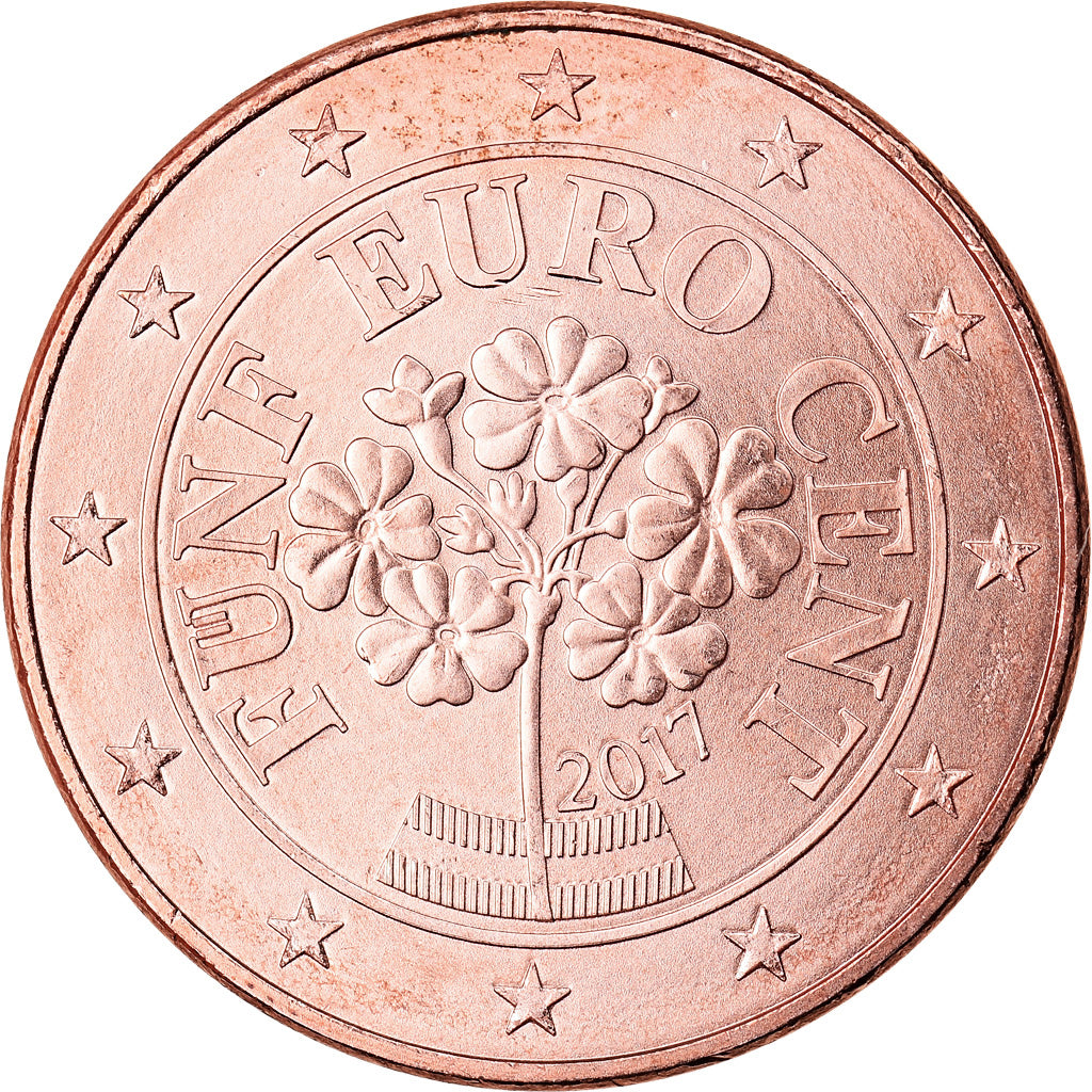 Austria, 5 Euro Cent, 2017, Vienna, MS(63), Miedź platerowana stalą