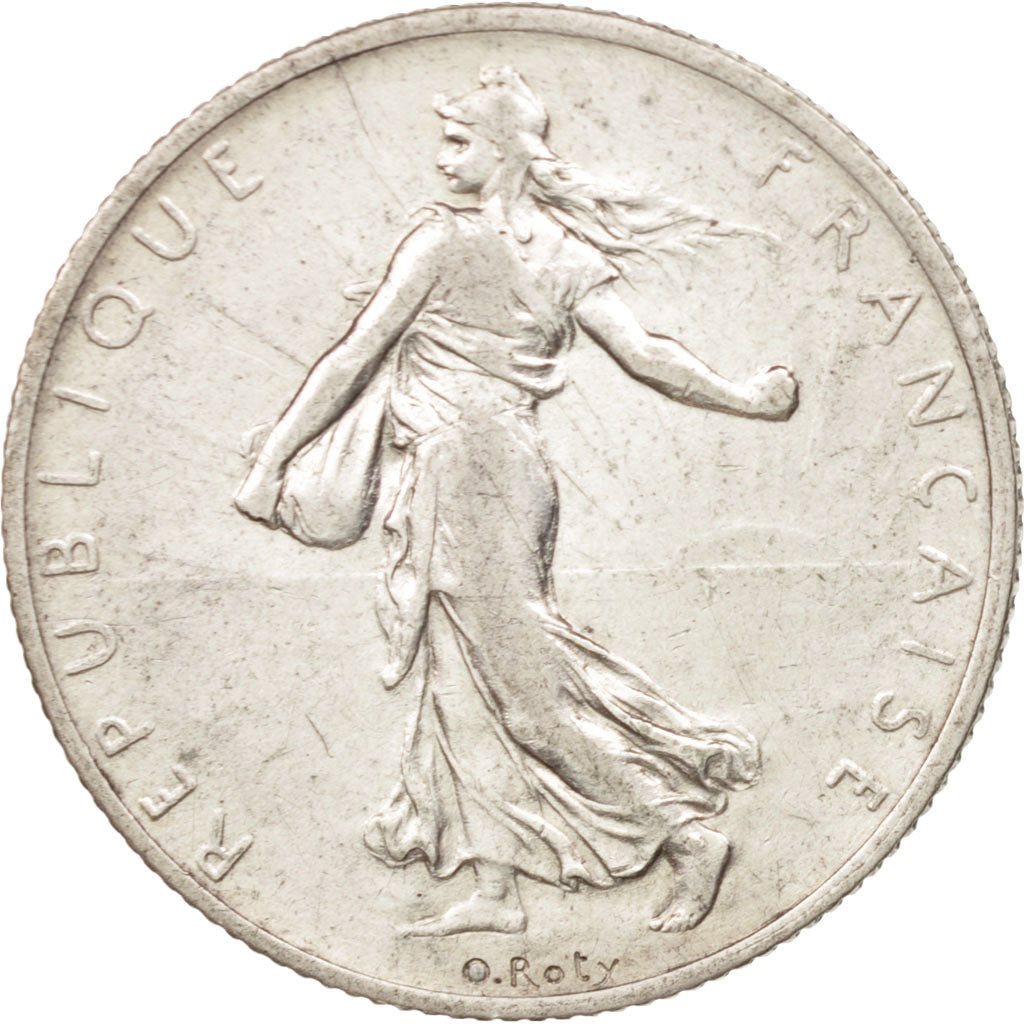France, Semeuse, 2 Francs, 1914, Paris, EF(40-45), Silver, KM:845.1, Gadoury:532