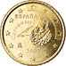 Espanha, 50 Euro Cent, 2002, MS(63), Latão, KM:1045
