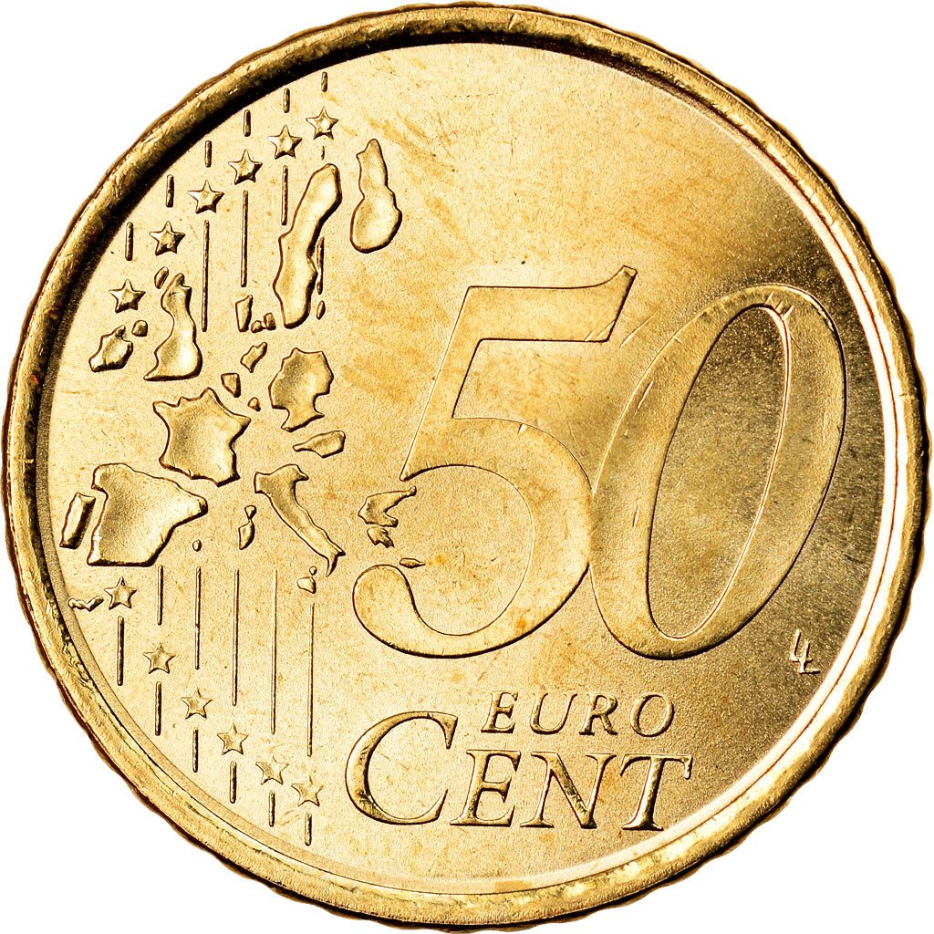 Espanha, 50 Euro Cent, 2002, MS(63), Latão, KM:1045