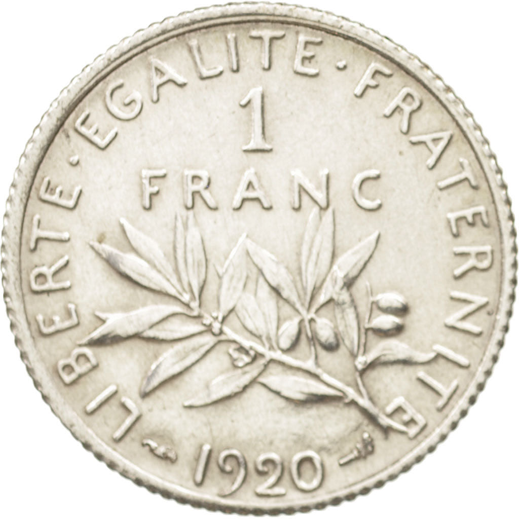 France, Semeuse, Franc, 1920, Paris, AU(55-58), Silver, KM:844.1, Gadoury:467