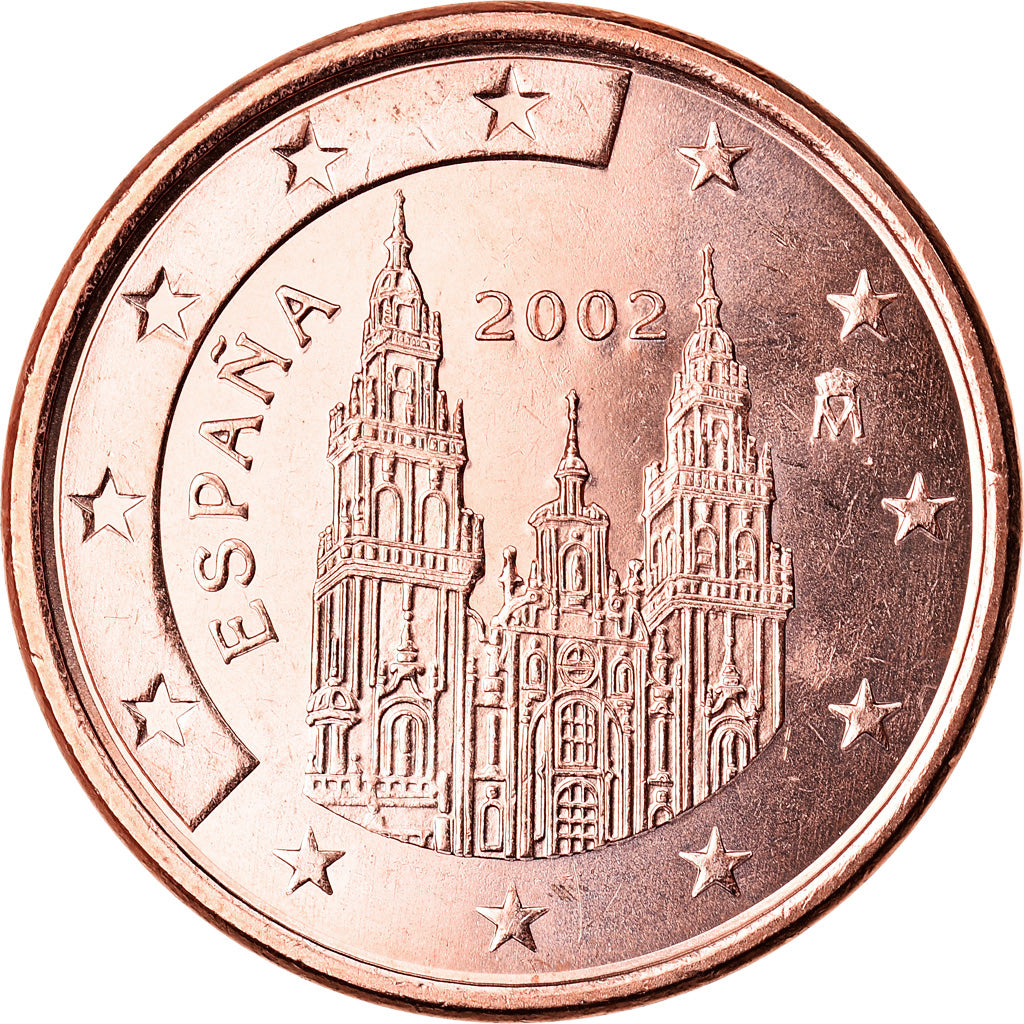 Spain, 5 Euro Cent, 2002, MS(63), Copper Plated Steel, KM:1042