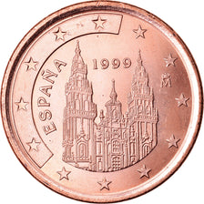 Espanha, 5 Euro Cent, 1999, AU(50-53), Aço Cromado a Cobre, KM:1042