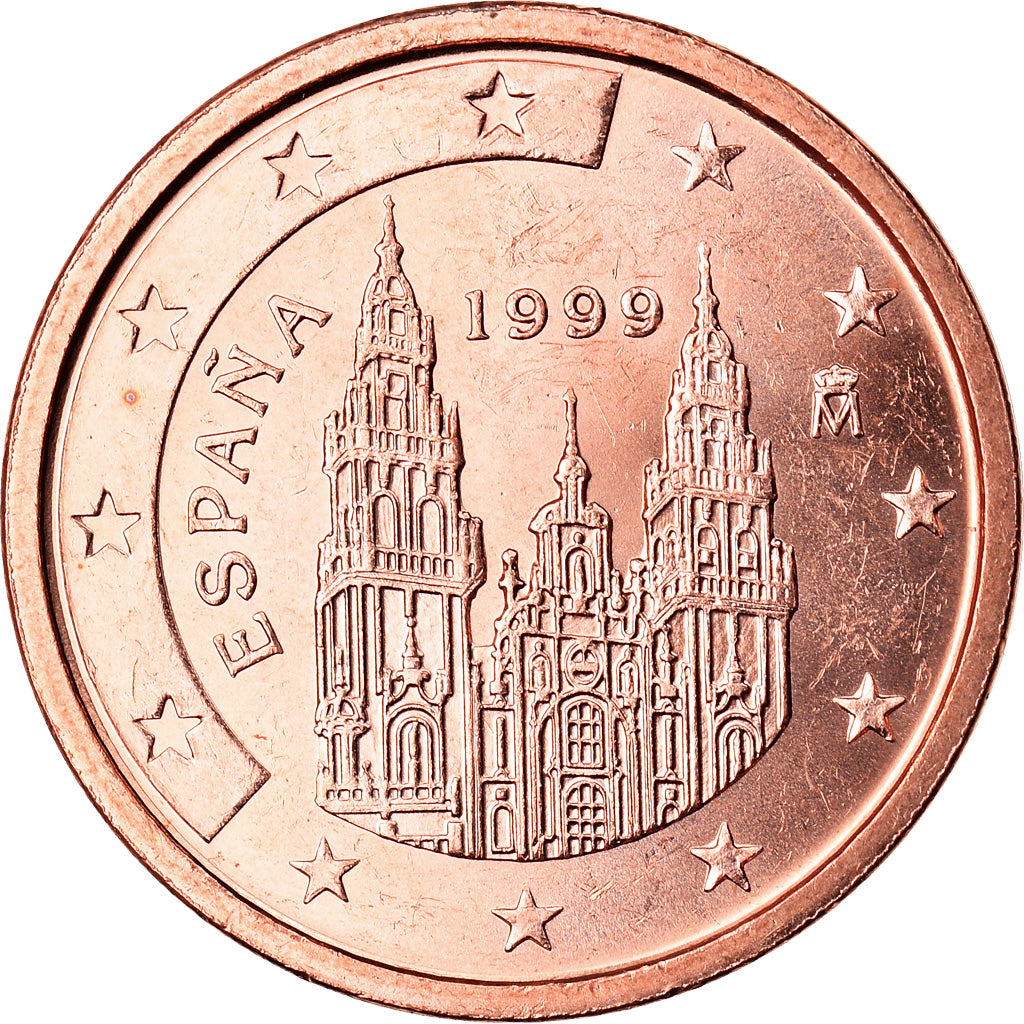 Spain, 2 Euro Cent, 1999, AU(50-53), Copper Plated Steel, KM:1041